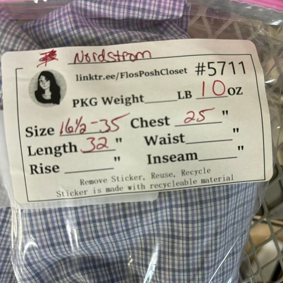 Nordstrom Blue Purple Plaid Collared Long Sleeve Button Up Shirt Size 16 1/2-35 - Picture 4 of 8